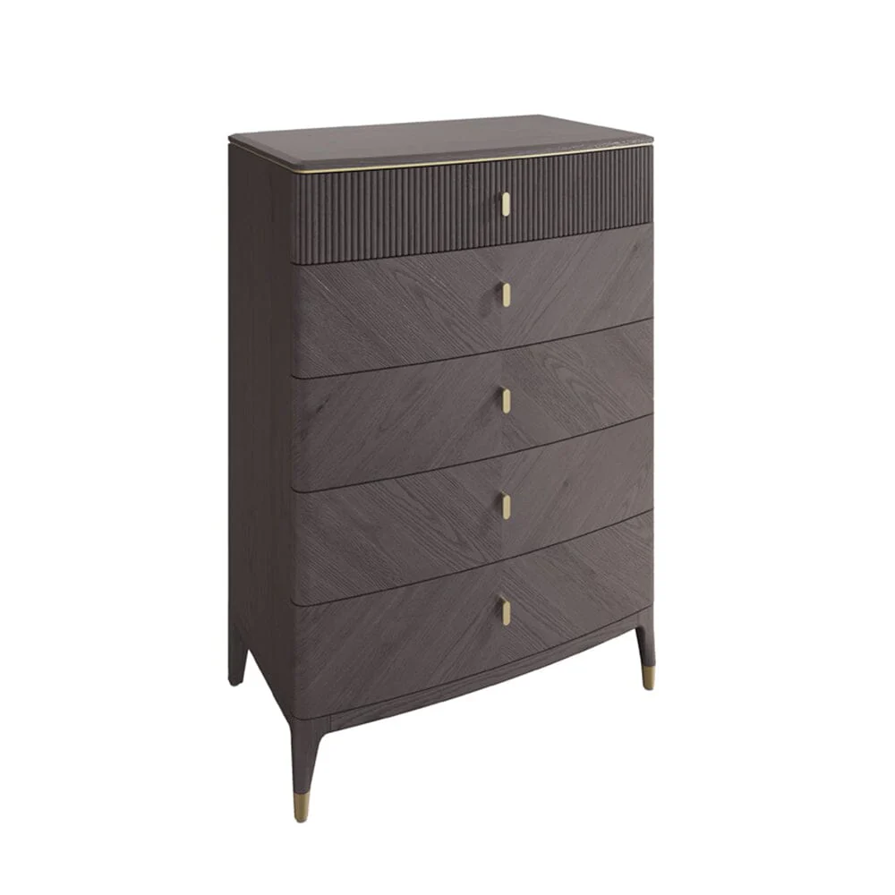 Putney Grey & Gold Tall Chest of Drawers - Image 4