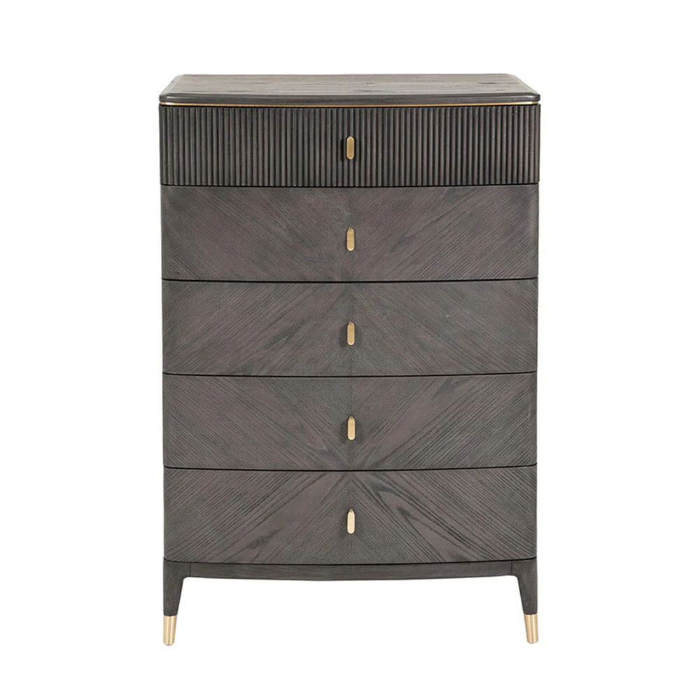 Putney Grey & Gold Tall Chest of Drawers - Image 5