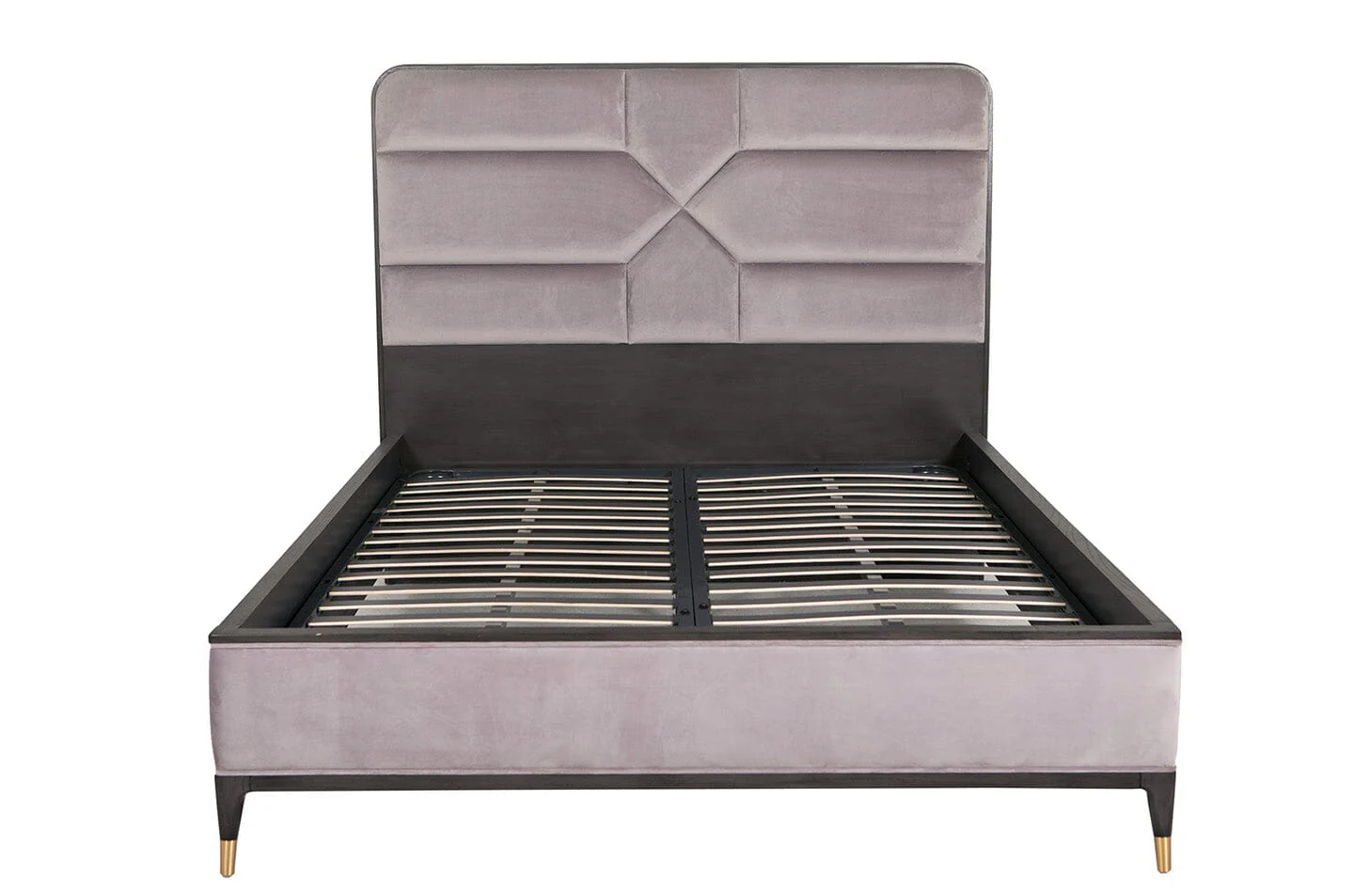 Putney Grey Velvet & Gold Luxury Bed - Image 2