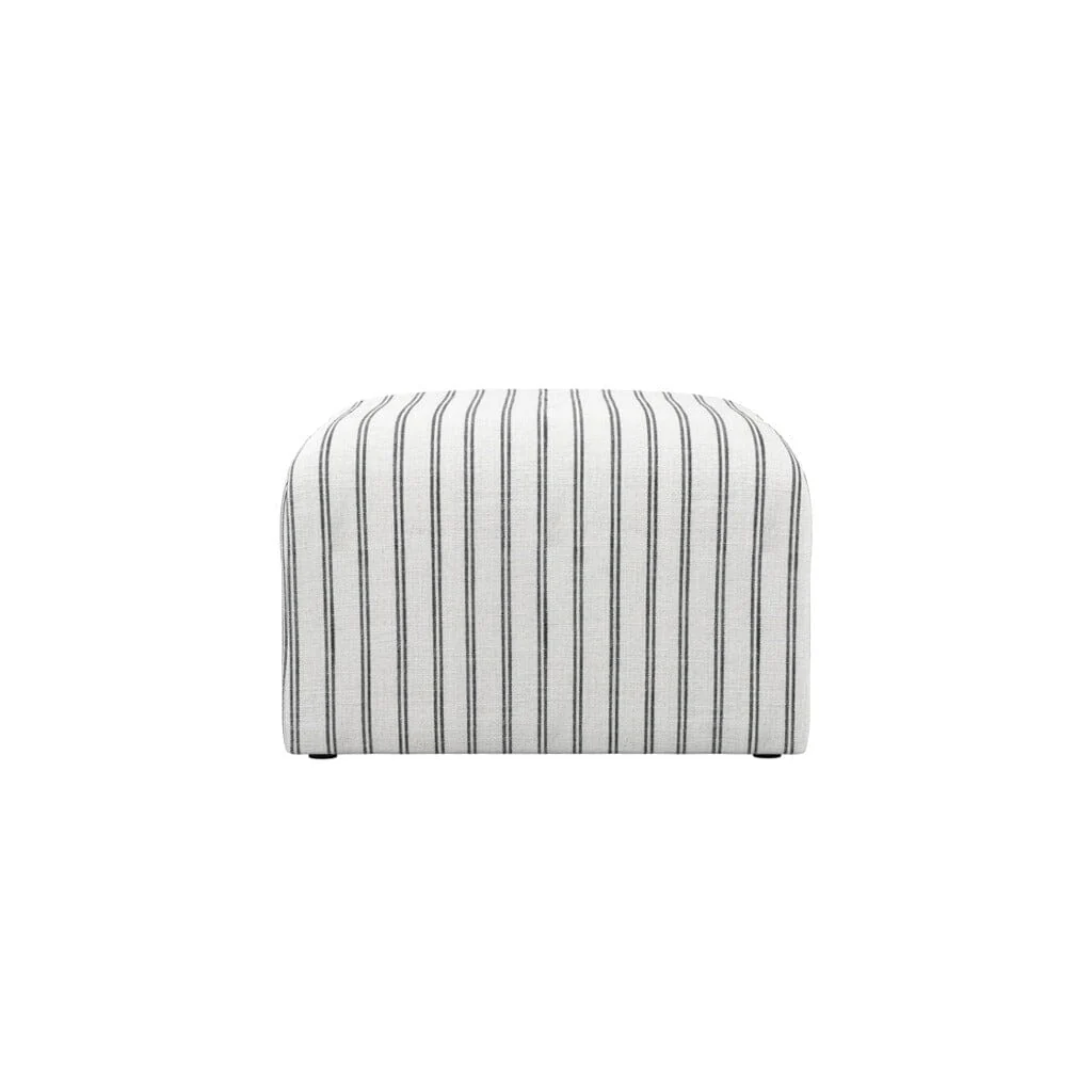 Quince Cream & Charcoal Striped Pouffe - Image 4