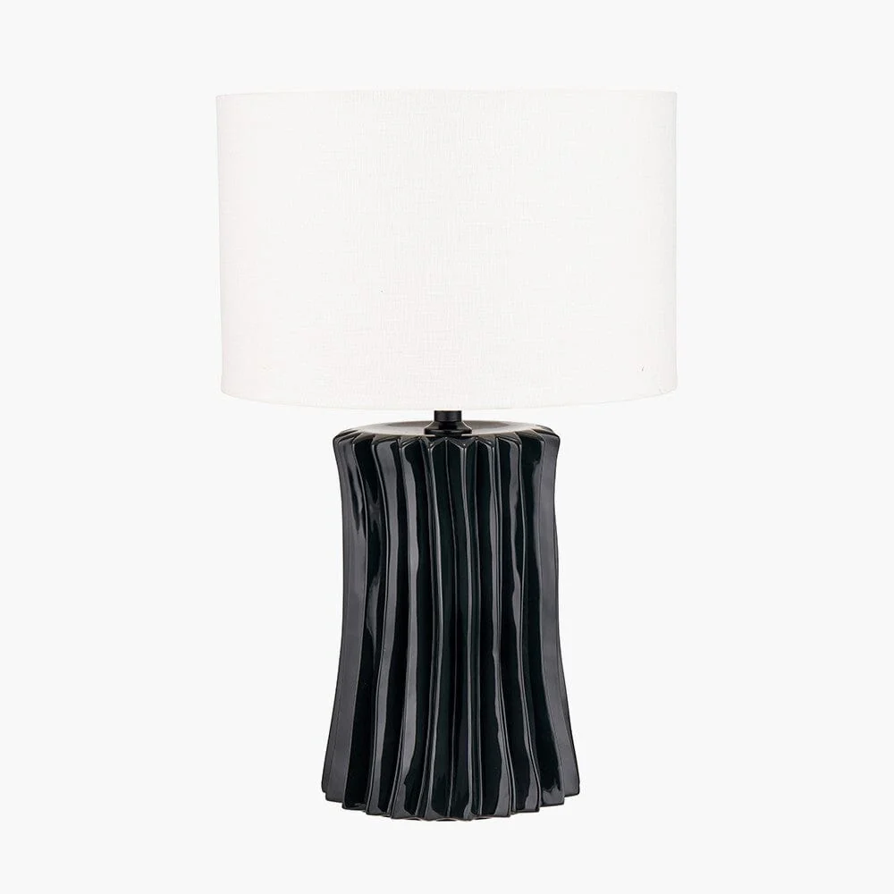 Raelynn Black Pleated Table Lamp with White Linen Shade - Image 2