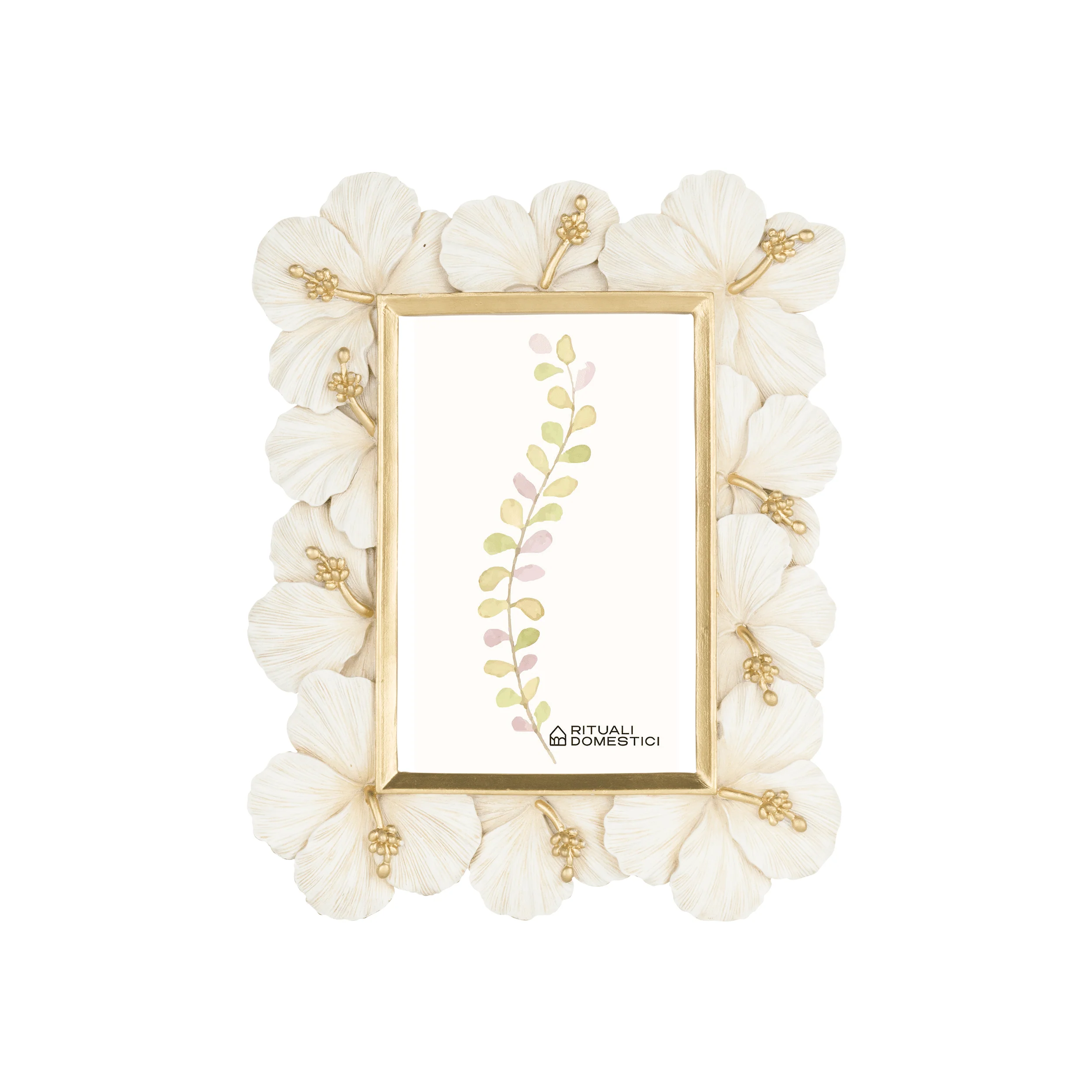 Rania Cream & Gold Hibiscus Photo Frame - 4x6" - Image 2
