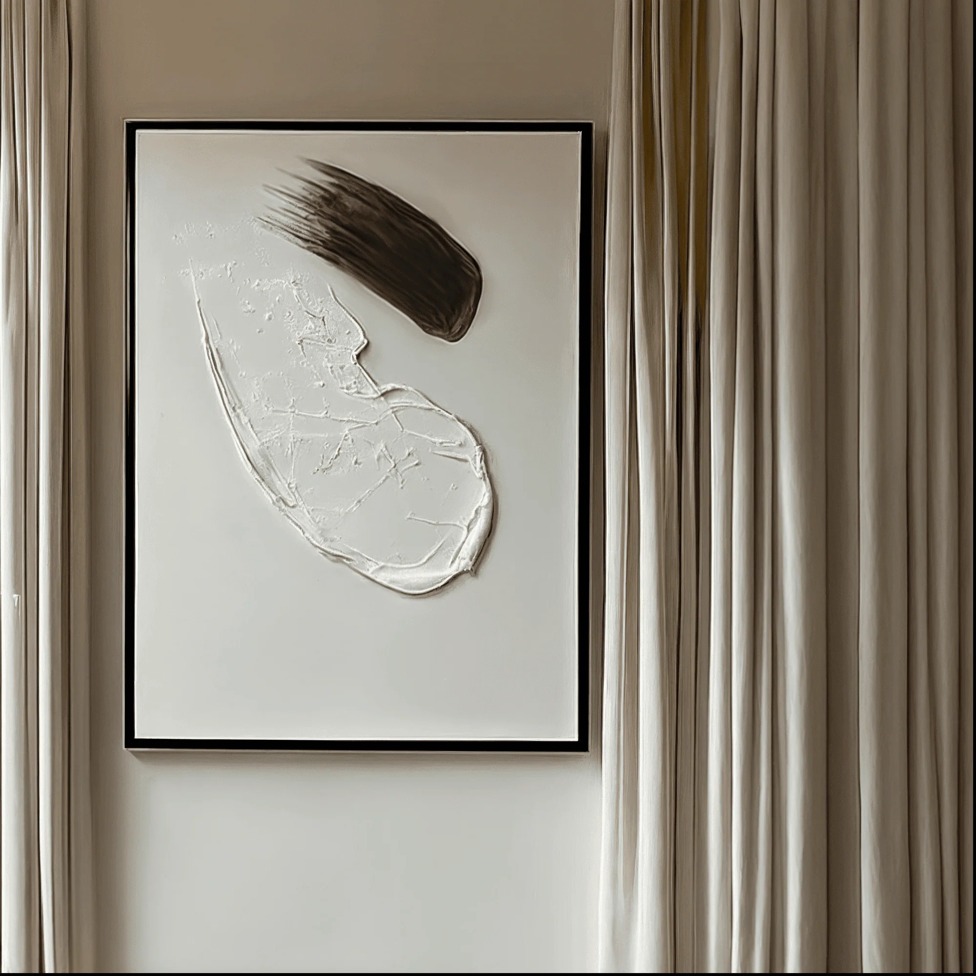 Regent Monochrome 3D Paint Stroke Effect Canvas Wall Art - III