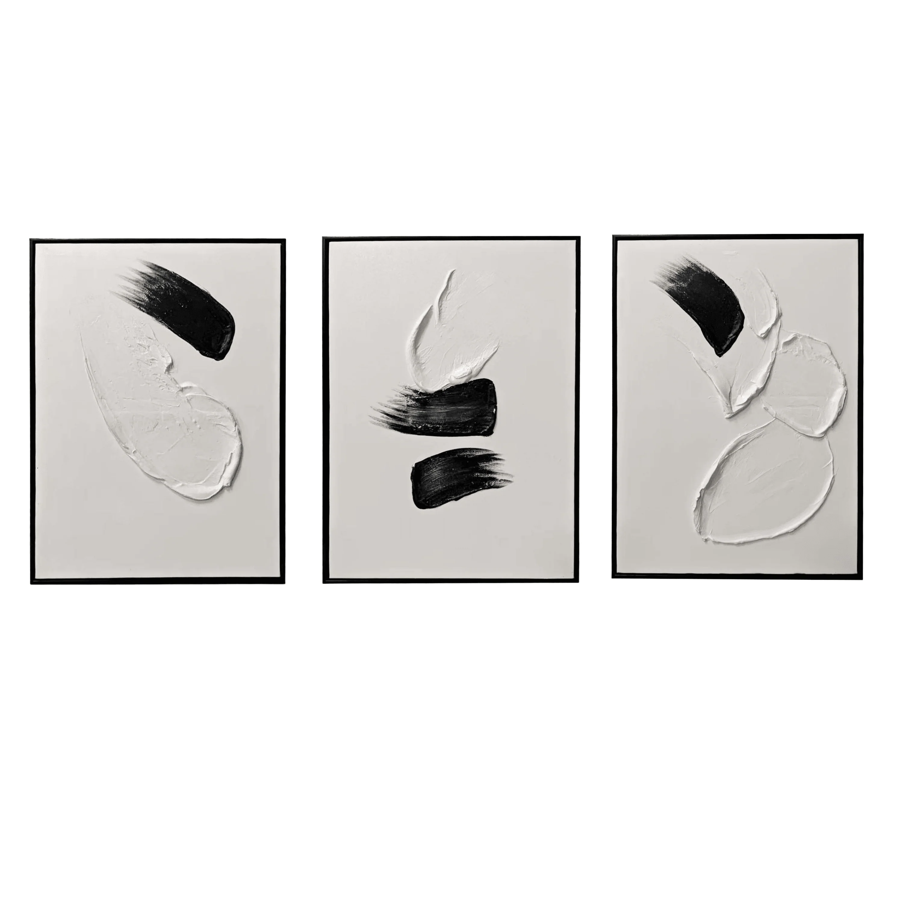 Regent Monochrome 3D Paint Stroke Effect Canvas Wall Art - Set of 3 - Image 2