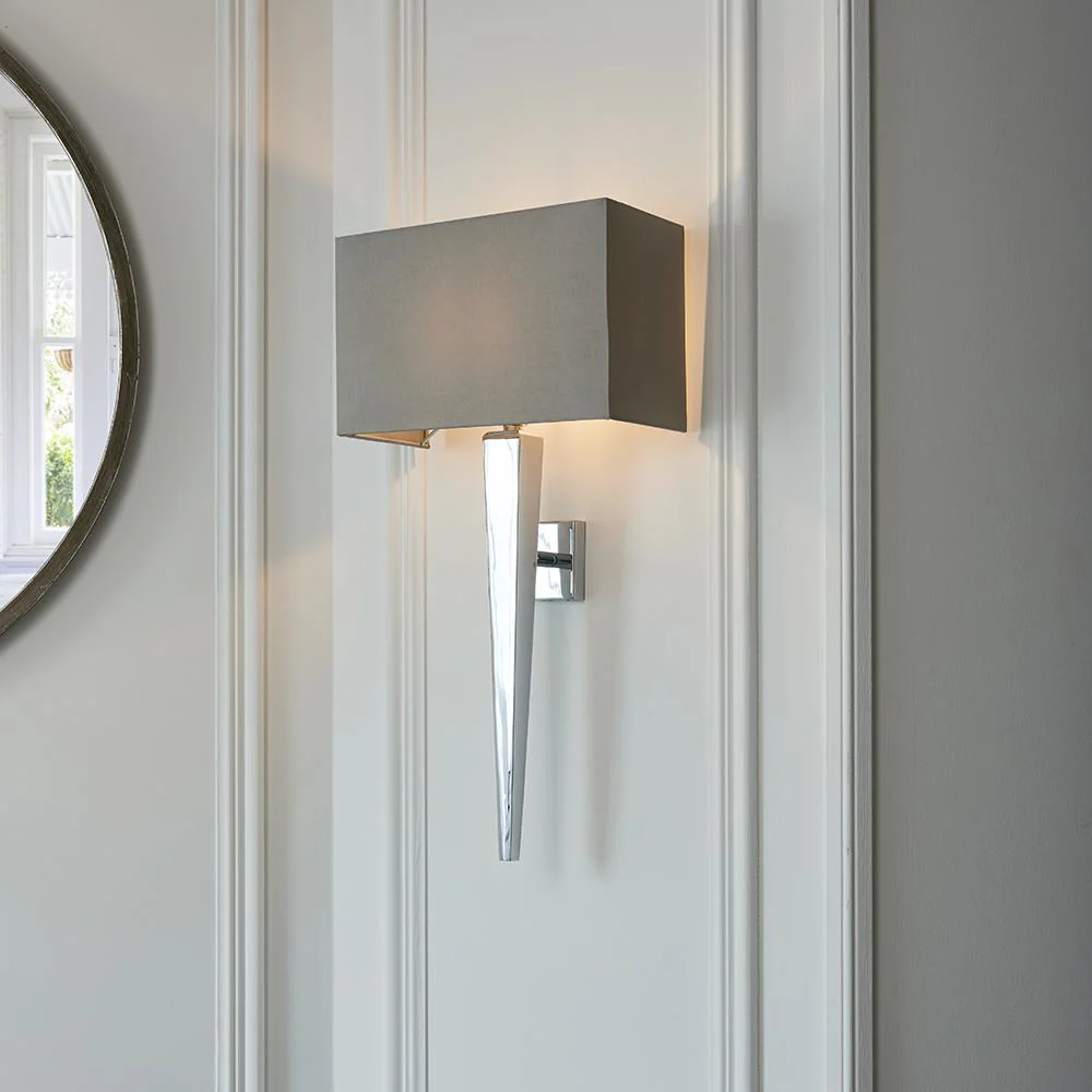 Reign Silver Wall Light With Neutral Shade - Image 2