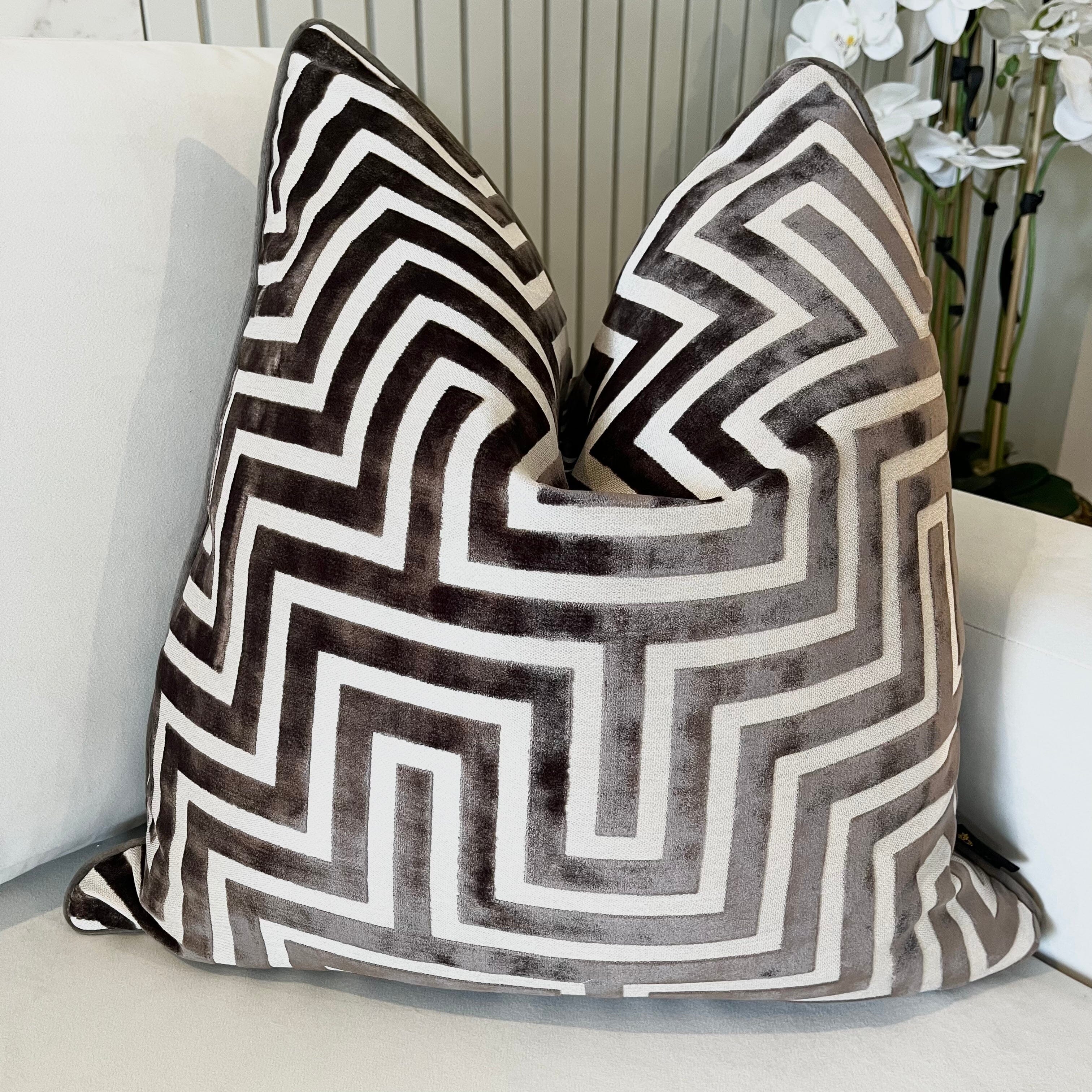 Reverie Chocolate Geometric Cushion - 56 x 56cm