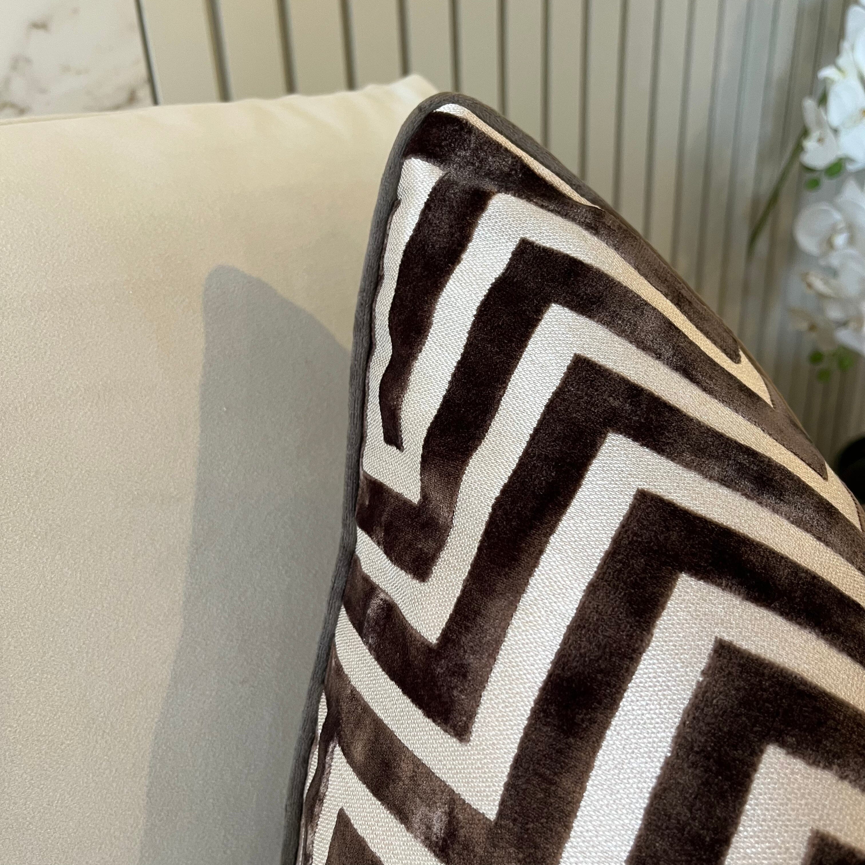 Reverie Chocolate Geometric Cushion - 56 x 56cm - Image 2