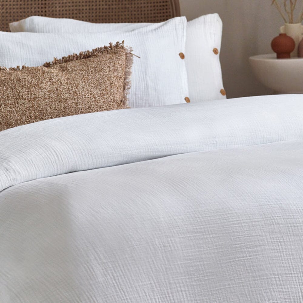 Revive Luxury White Cotton Muslin Duvet Cover Set - Image 3