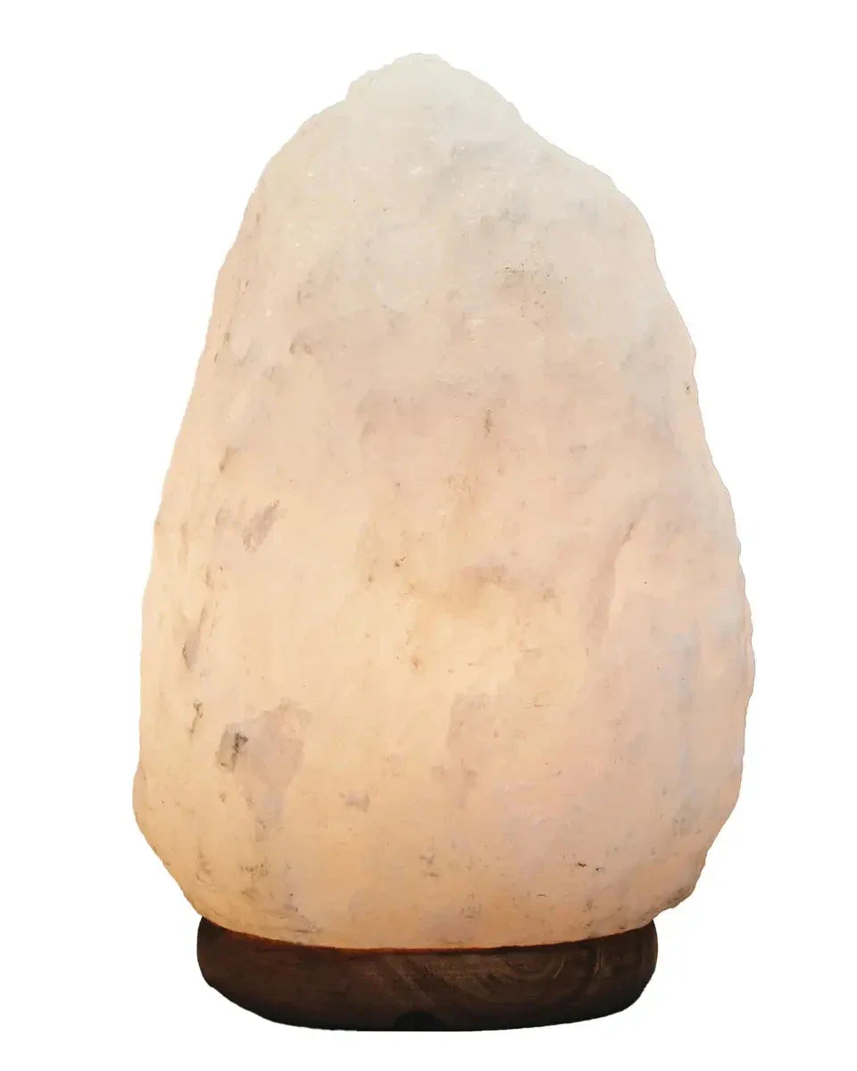 Revive White Natural Salt Lamp on Wooden Base - Image 4