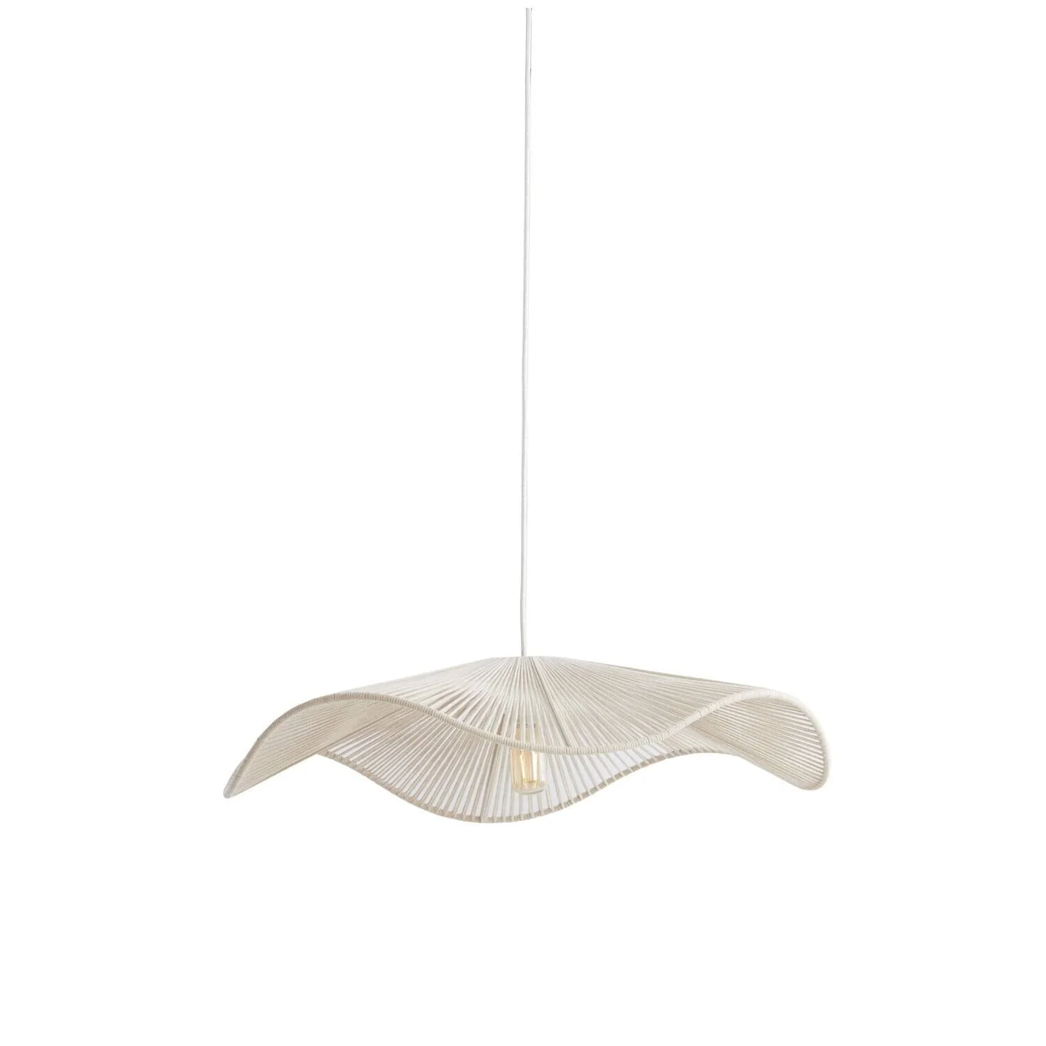 Rhia Large Cream Woven Wavy Ceiling Light - Image 3