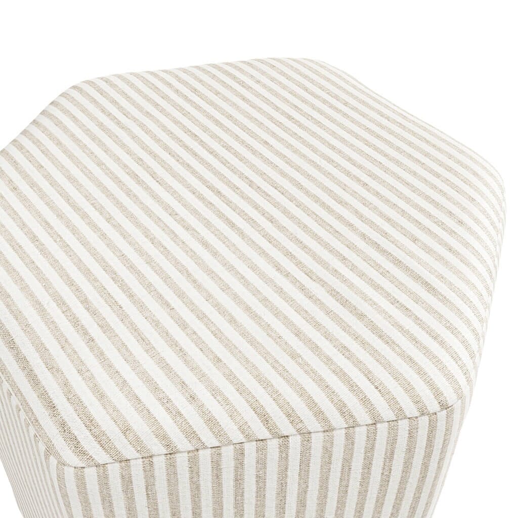 Rhodes Beige Pinstripe Hexagonal Decorative Stool - Image 3