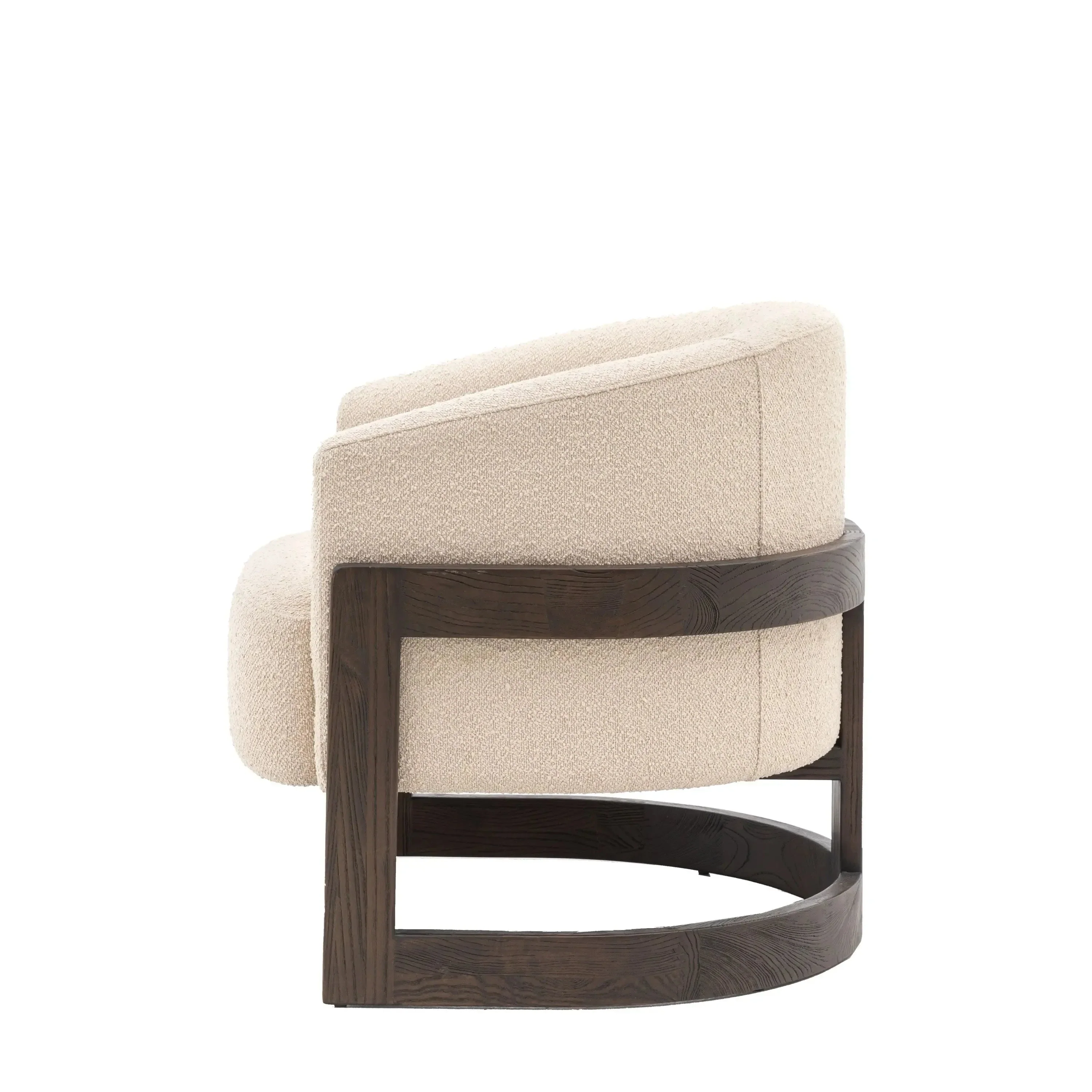 Richmond Neutral Boucle Curved Chair with Walnut Detailing - Image 3