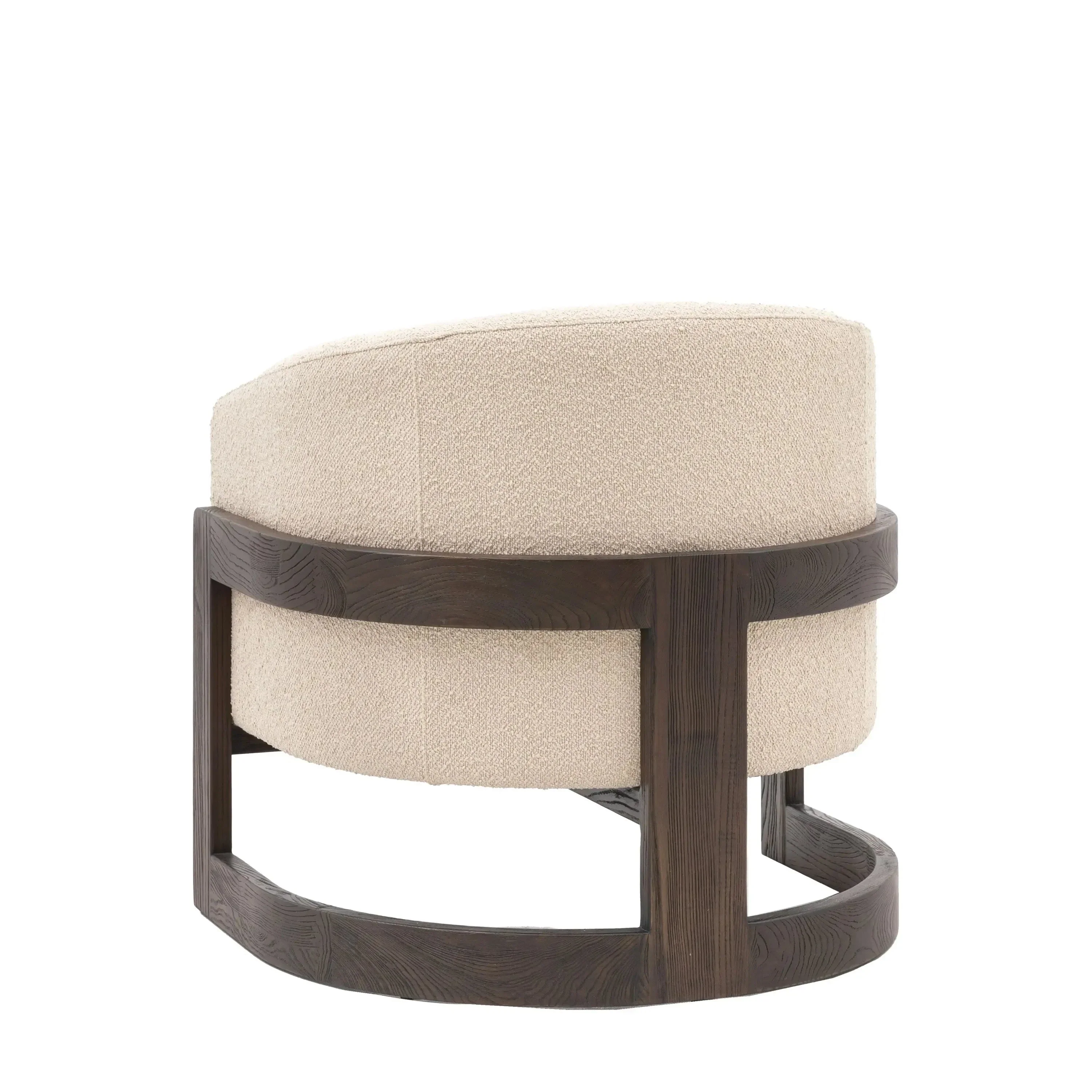 Richmond Neutral Boucle Curved Chair with Walnut Detailing - Image 4