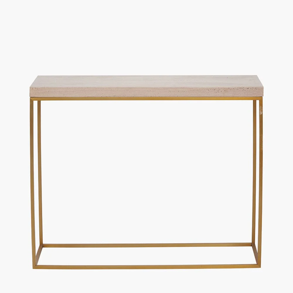 Robyn Beige Granite & Gold Square Console Table - Image 3