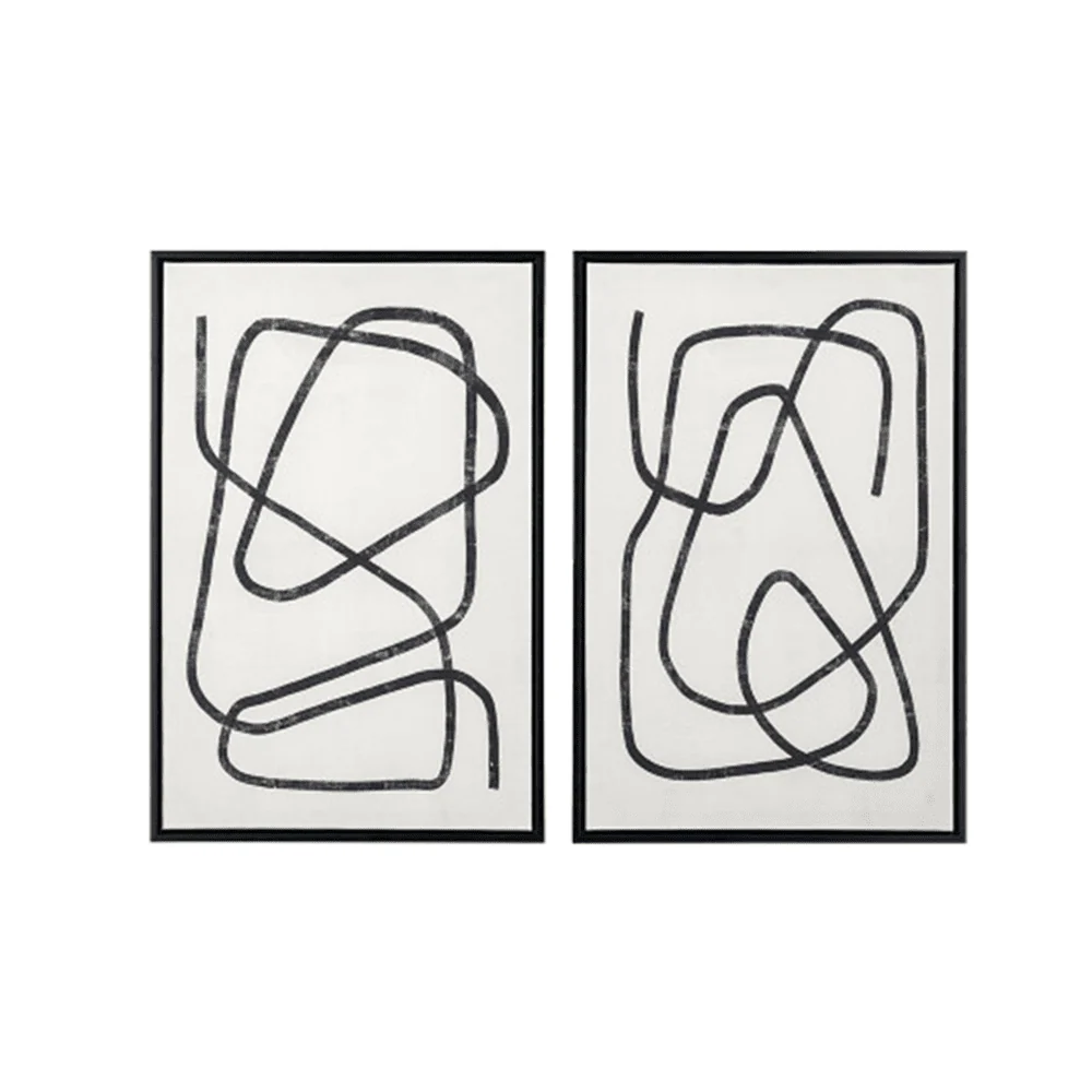 Robyn Black Squiggle Framed Canvas Wall Art - Set of 2 - Image 2