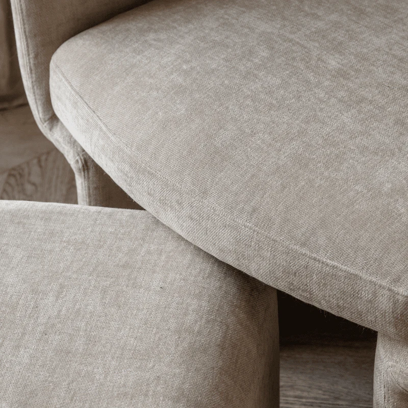Rome Cream Textured Curved Accent Chair with Footstool - Image 2