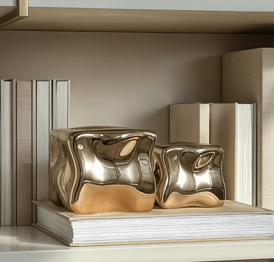 Romée Large Gold Abstract Cube Ornament