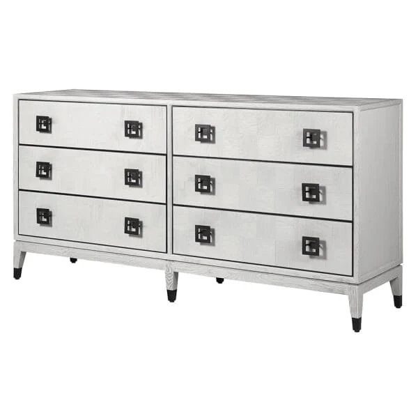 Rosa White Wash Oak Veneer 6 Drawer Chest - Image 5
