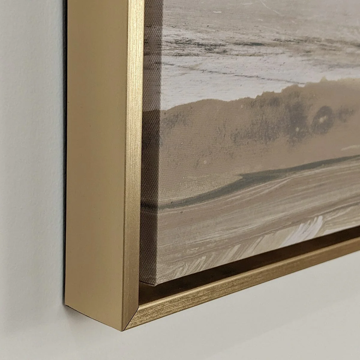 Rosanna Gold Framed Neutral Abstract Canvas Wall Art - 90x30cm - Image 3