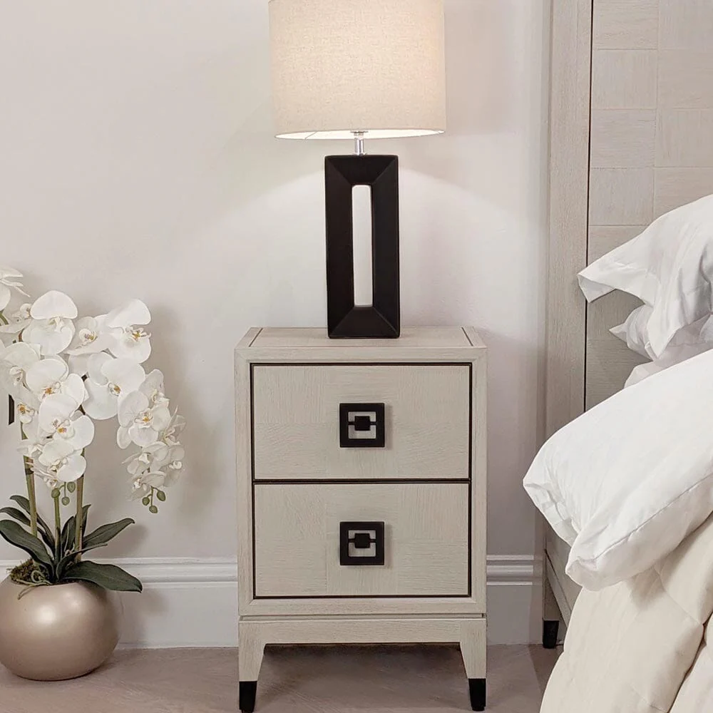 Rosa White Wash Oak Veneer 2 Drawer Bedside Table - Image 3