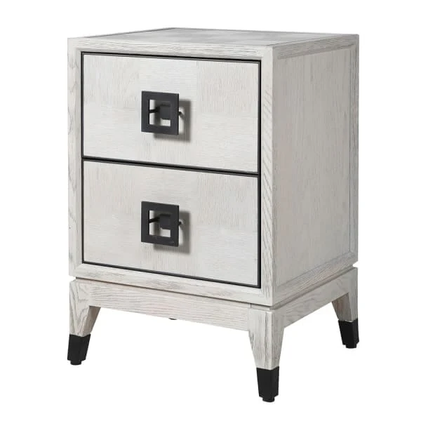 Rosa White Wash Oak Veneer 2 Drawer Bedside Table - Image 4
