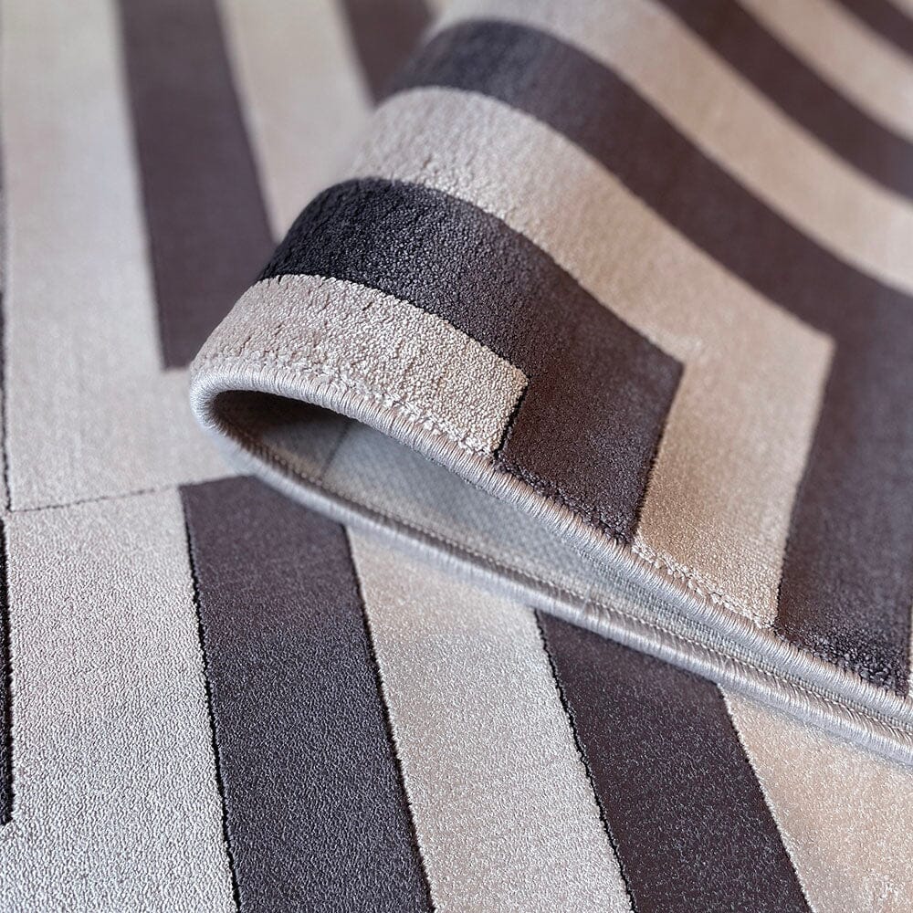 Rosetta Charcoal & Champagne Geometric Patterned Rug - Image 2