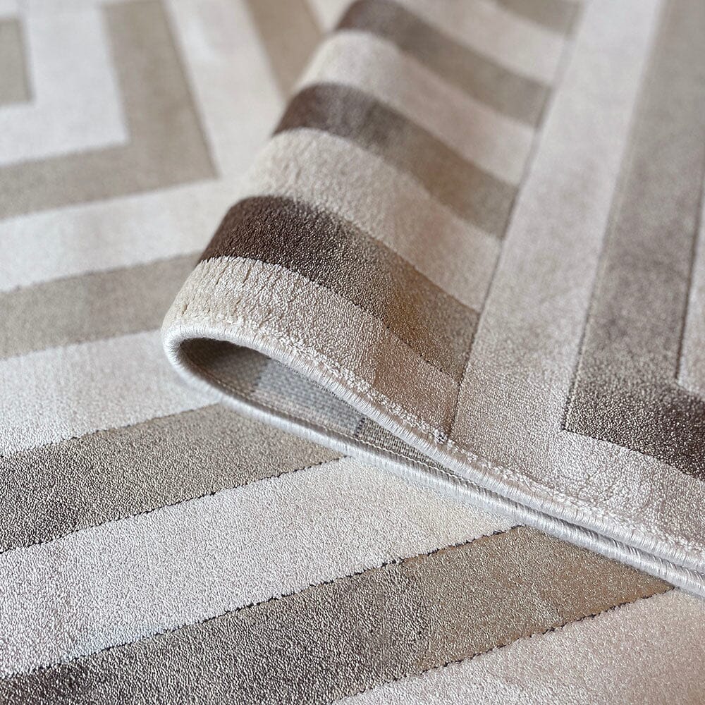 Rosetta Ivory & Gold Geometric Patterned Rug - Image 2