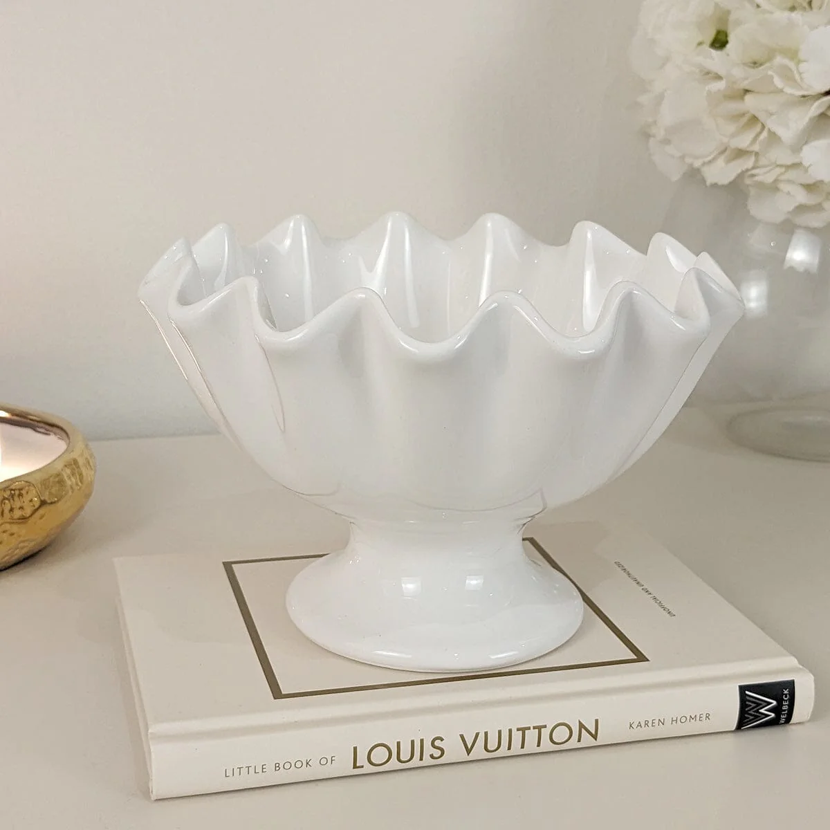 Rothesay White Ruffled Effect Ceramic Bowl