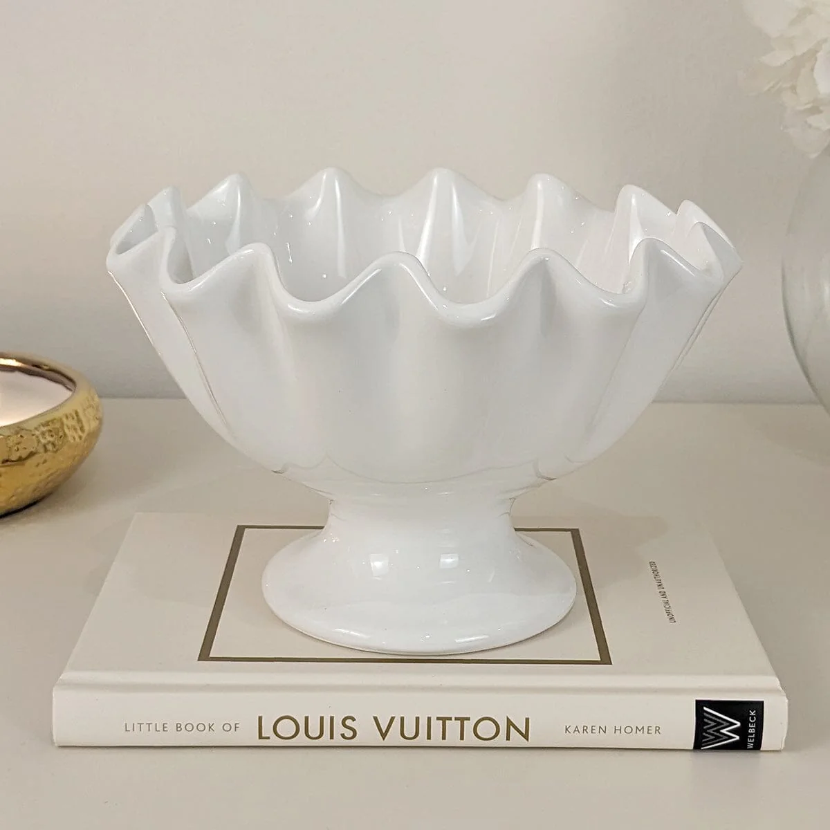Rothesay White Ruffled Effect Ceramic Bowl - Image 2