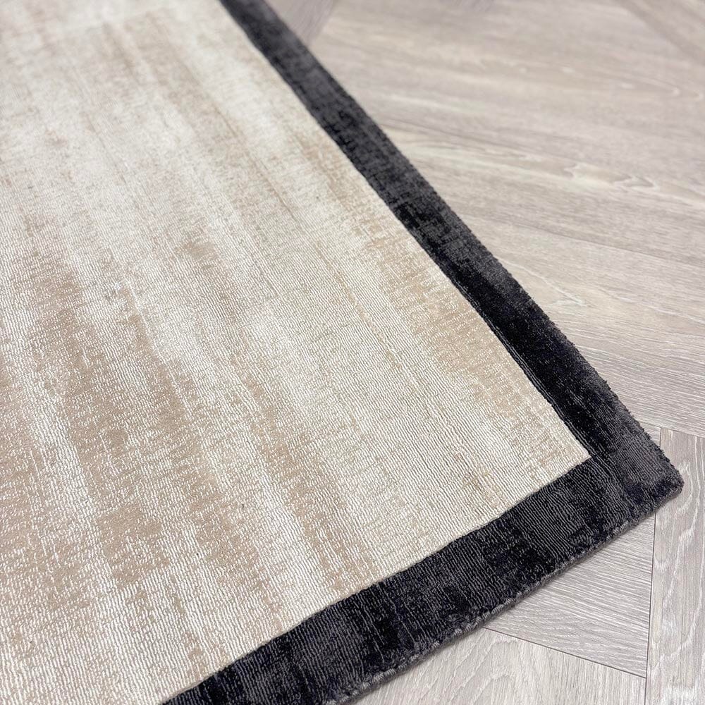 Ryley Cream Viscose Rug with Black Border - Image 2