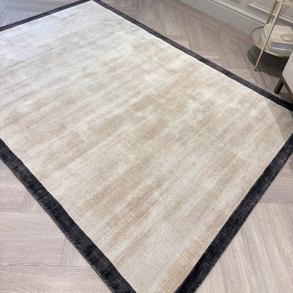 Ryley Cream Viscose Rug with Black Border - Image 3