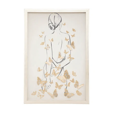 Sabria Gold Butterfly with Female Pose Framed Wall Art- 40x60cm - Image 2