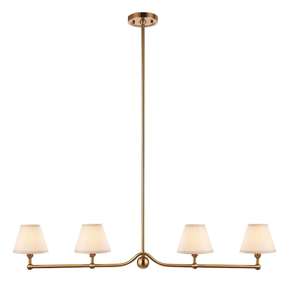 Sabrina Brushed Brass 4 Light Linear Pendant Ceiling Light - Image 4