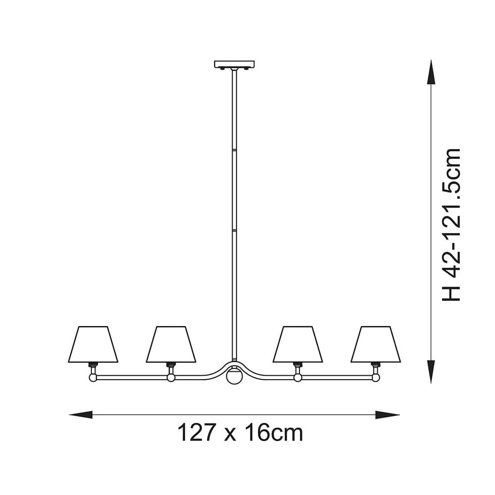 Sabrina Brushed Brass 4 Light Linear Pendant Ceiling Light - Image 5