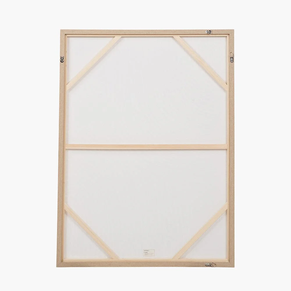 Sadie Natural & White Abstract Canvas Wall Art with Wooden Frame - Image 2