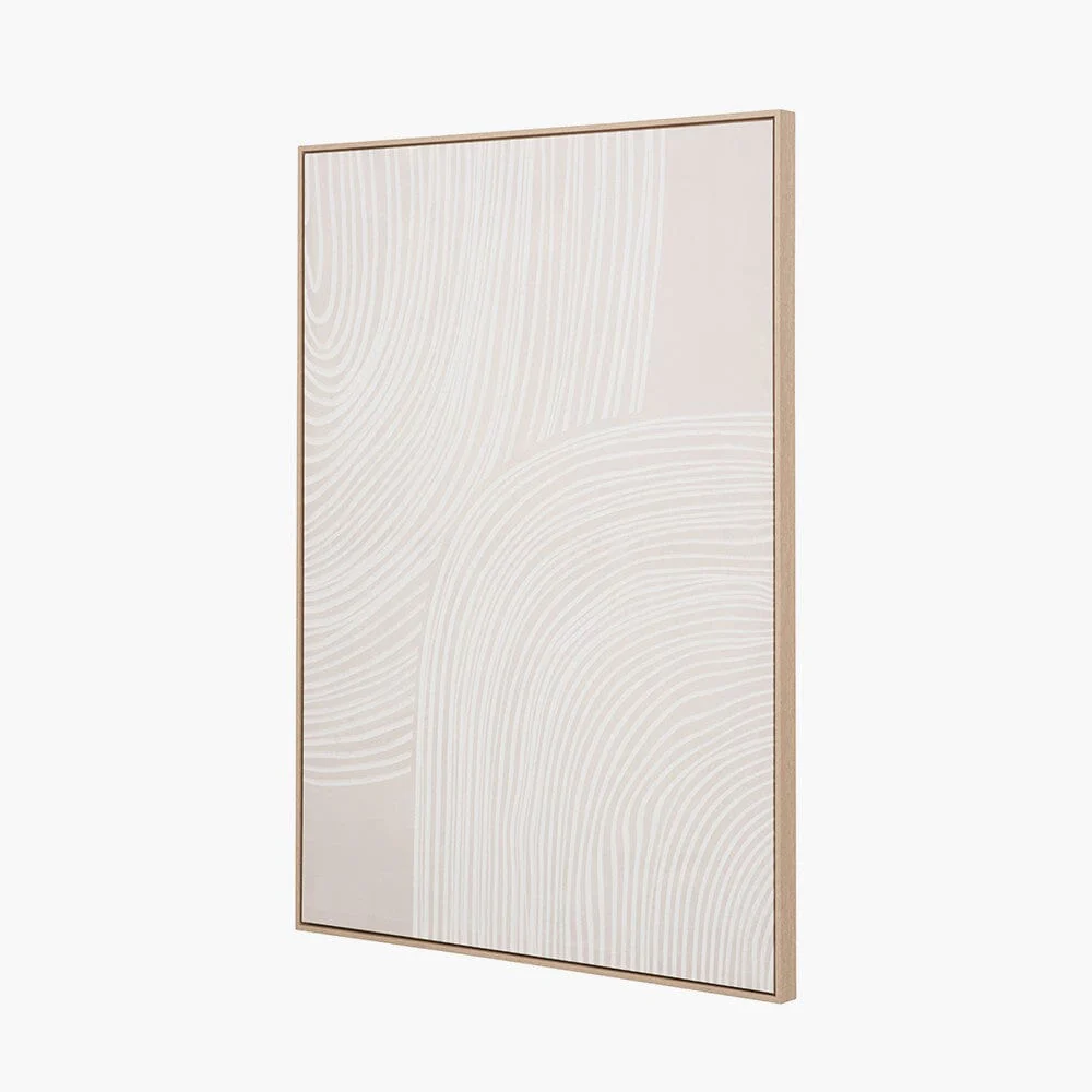 Sadie Natural & White Abstract Canvas Wall Art with Wooden Frame - Image 3