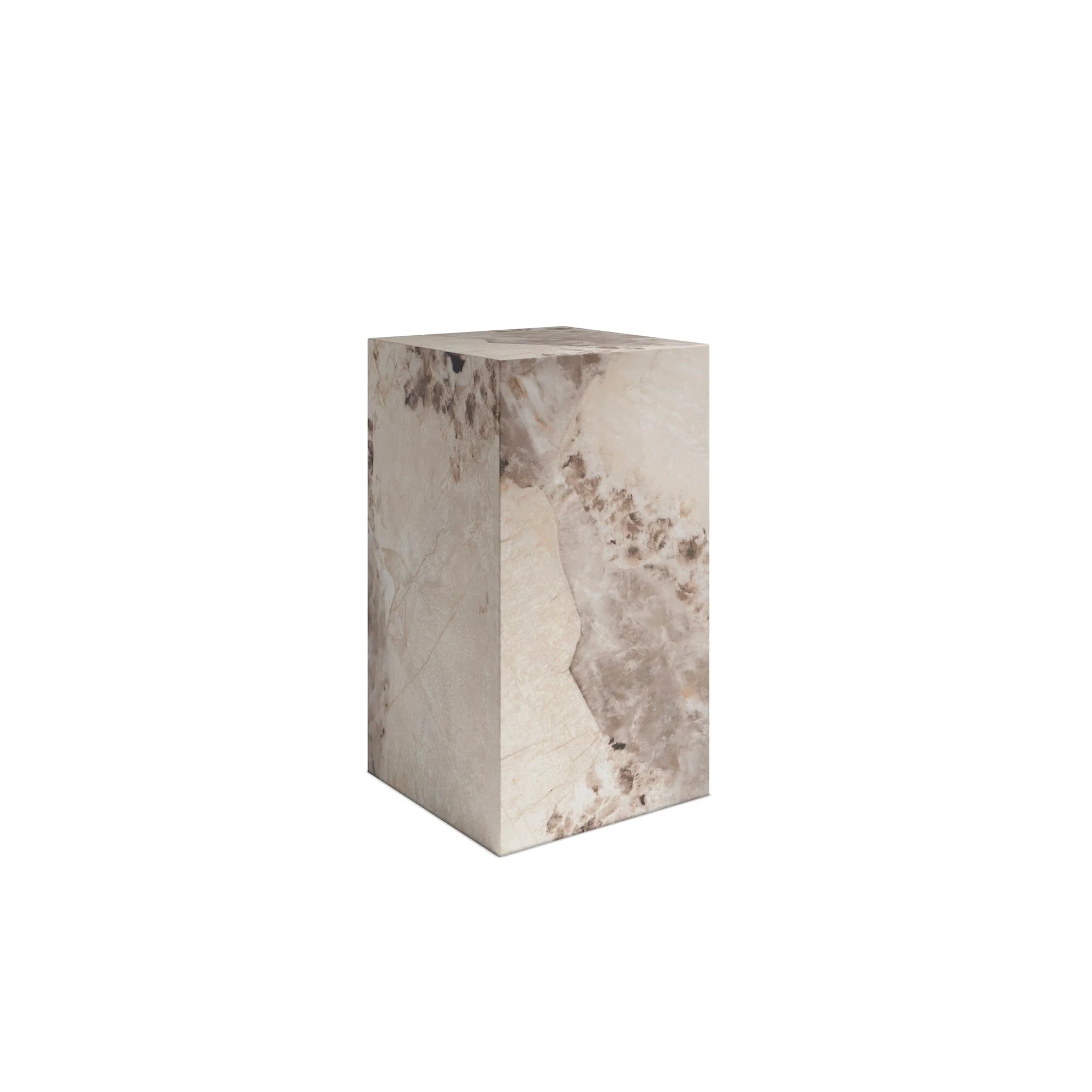 Samoa Taupe & White Marble Pedestal Table - Image 2