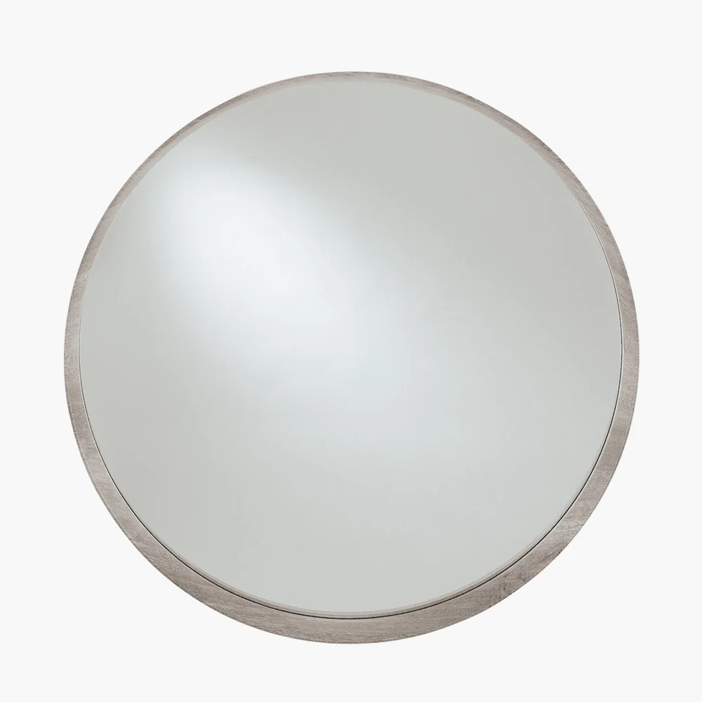 Sanai Large Grey Oak Veneer Round Wall Mirror - Image 2