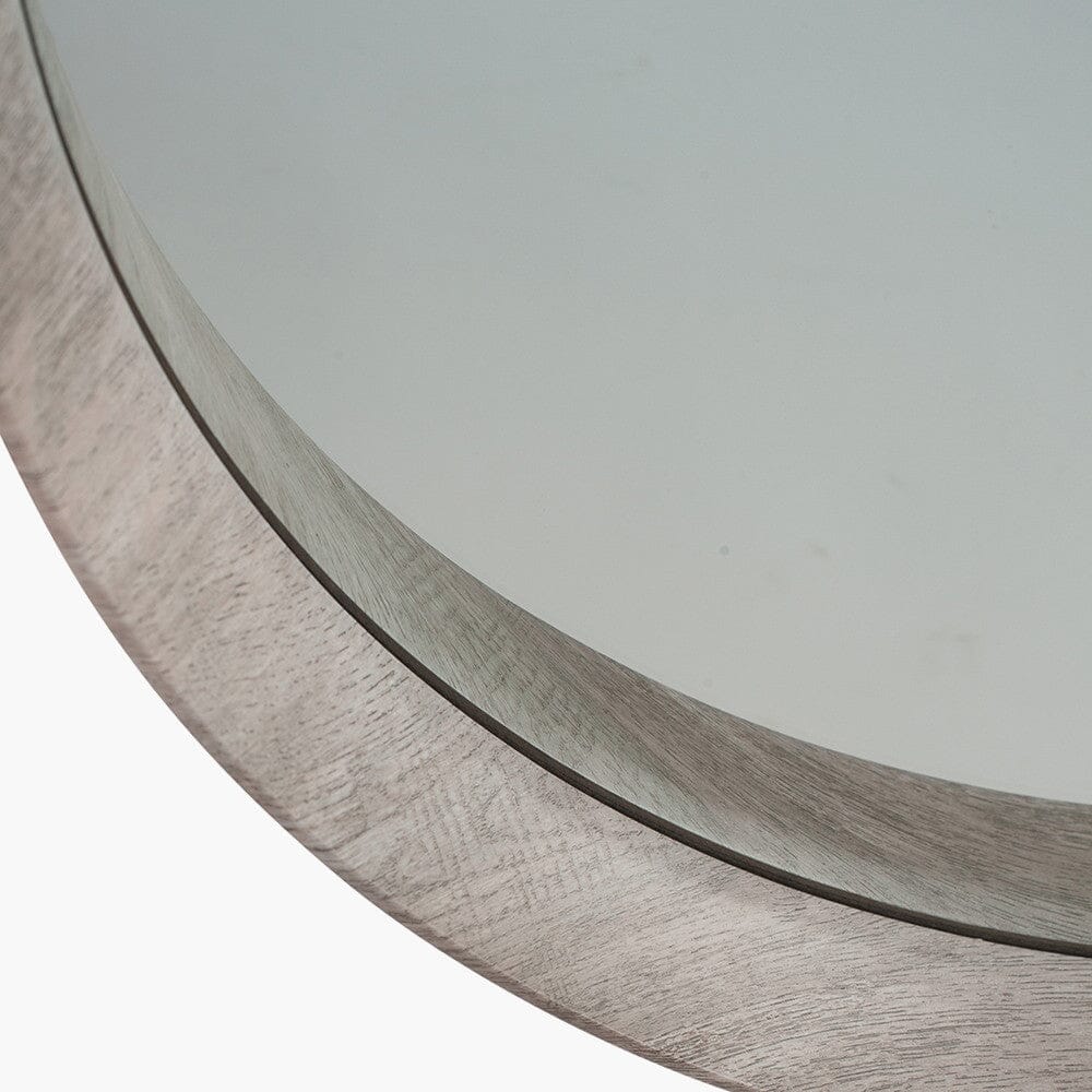 Sanai Large Grey Oak Veneer Round Wall Mirror - Image 3