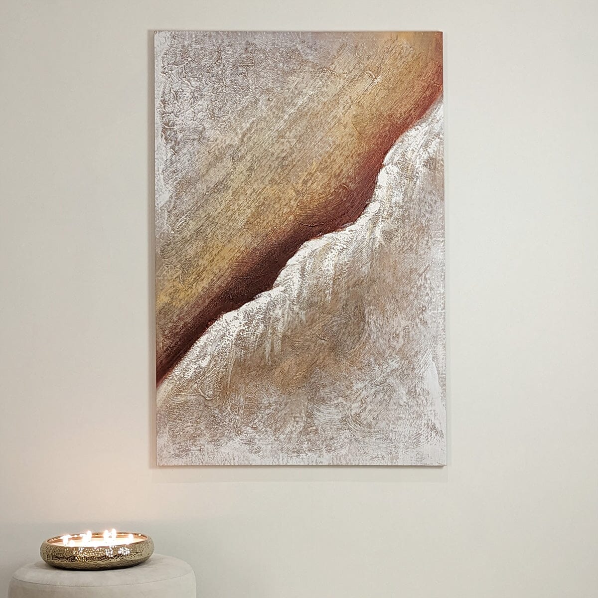 Sanctuary Neutral Textured Abstract Canvas Wall Art - Image 2