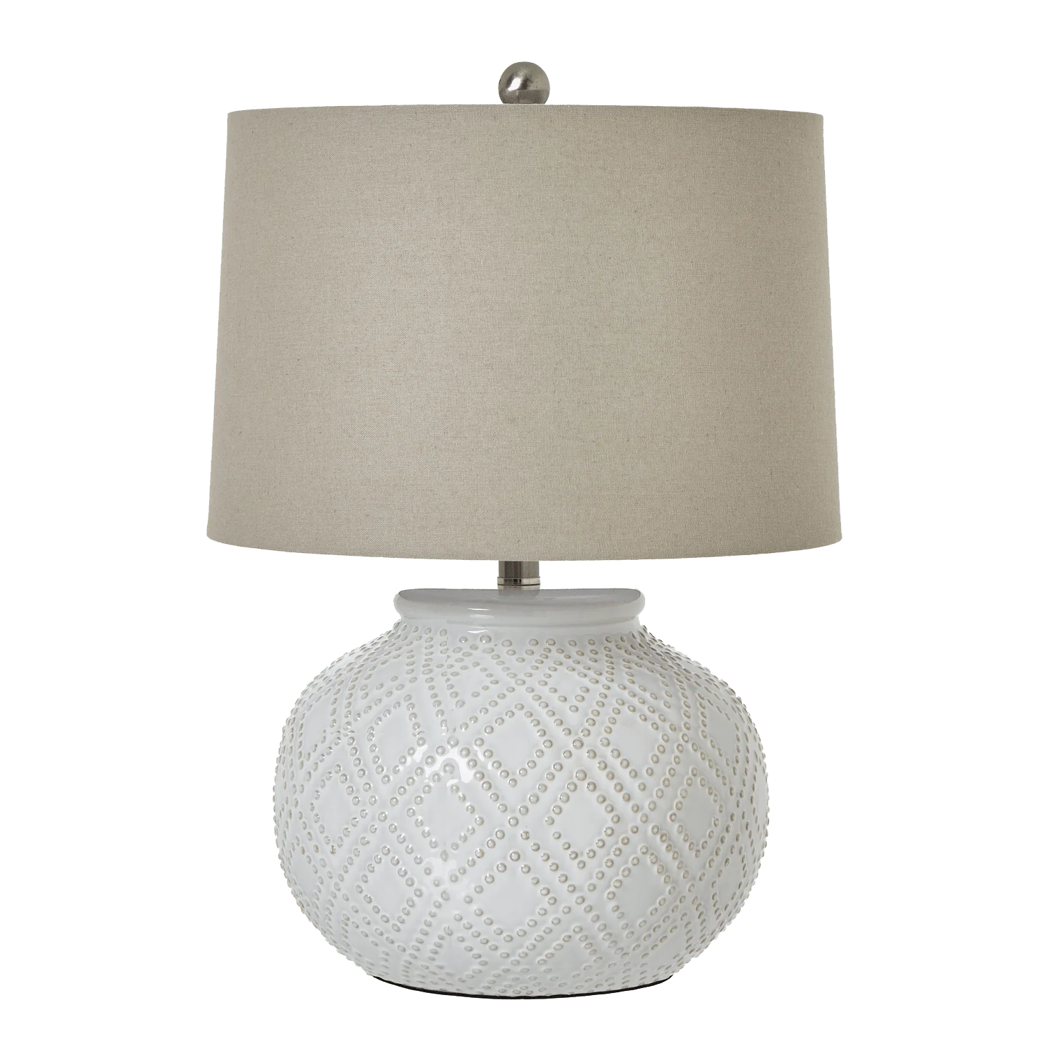Sanderson Ceramic Beaded Rounded Table Lamp with Linen Shade - Image 3