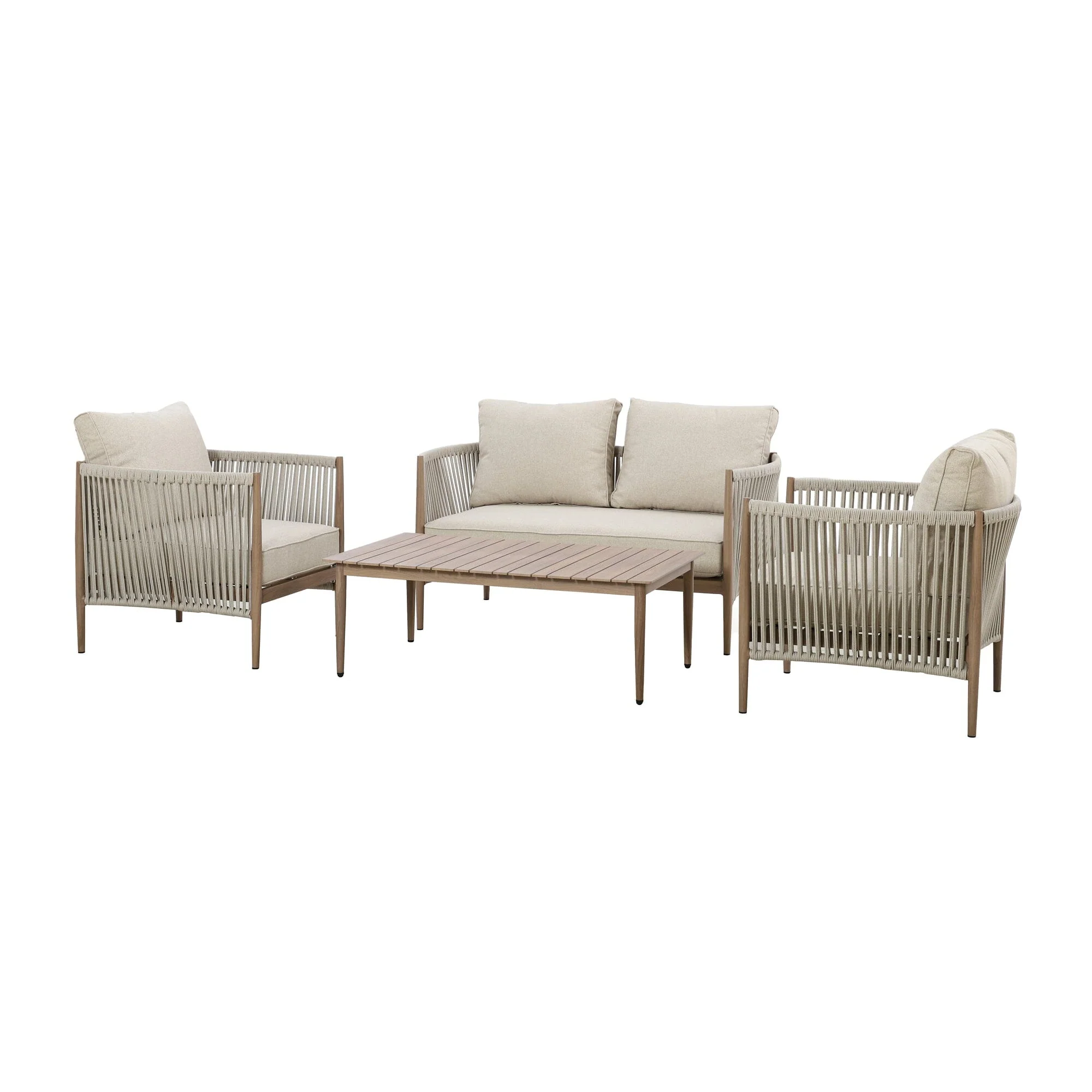 Santorini Outdoor Cream & Taupe Rope Weave Sofa Set - Seats 4 - Image 2