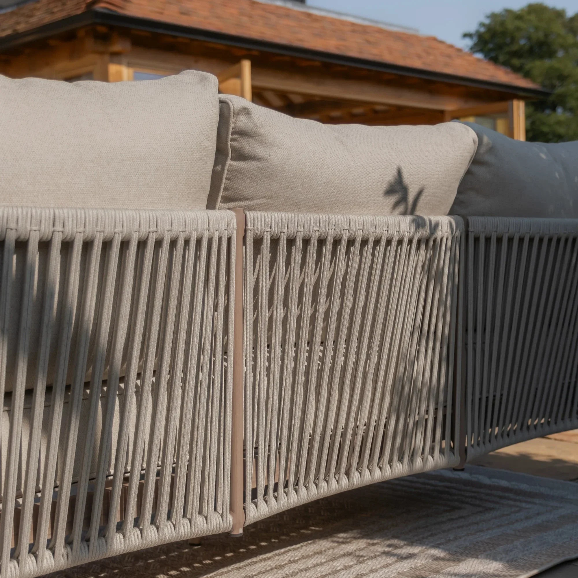 Santorini Outdoor Cream & Taupe Rope Weave Sofa Set - Seats 5 - Image 3