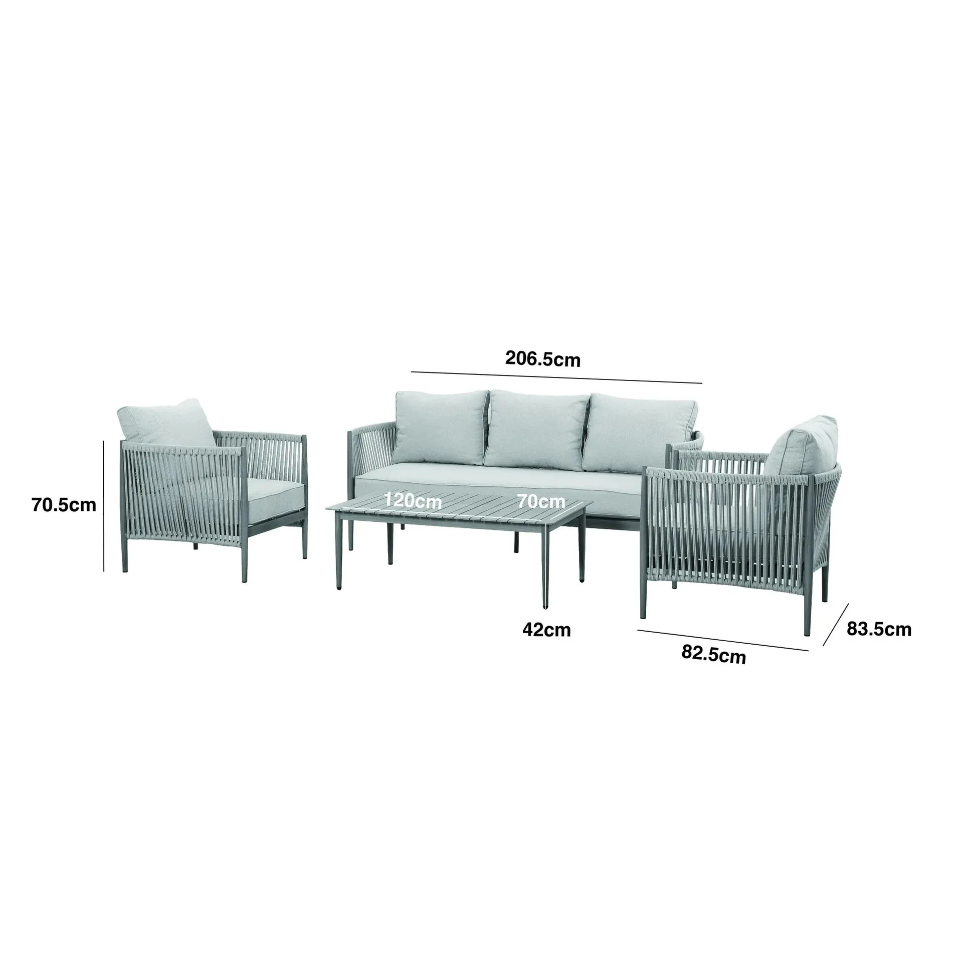 Santorini Outdoor Cream & Taupe Rope Weave Sofa Set - Seats 5 - Image 4