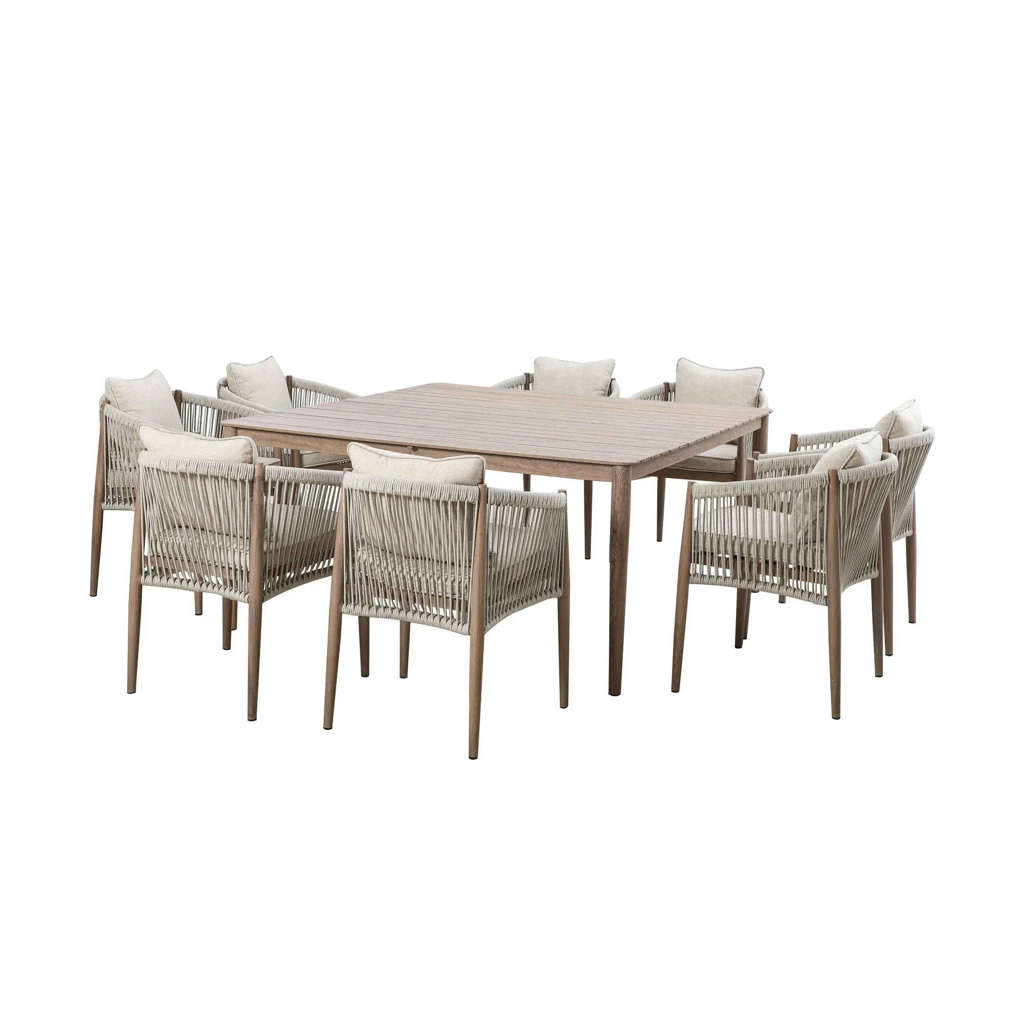 Santorini Outdoor Cream & Taupe Rope Weave 8 Seater Dining Set - Image 2