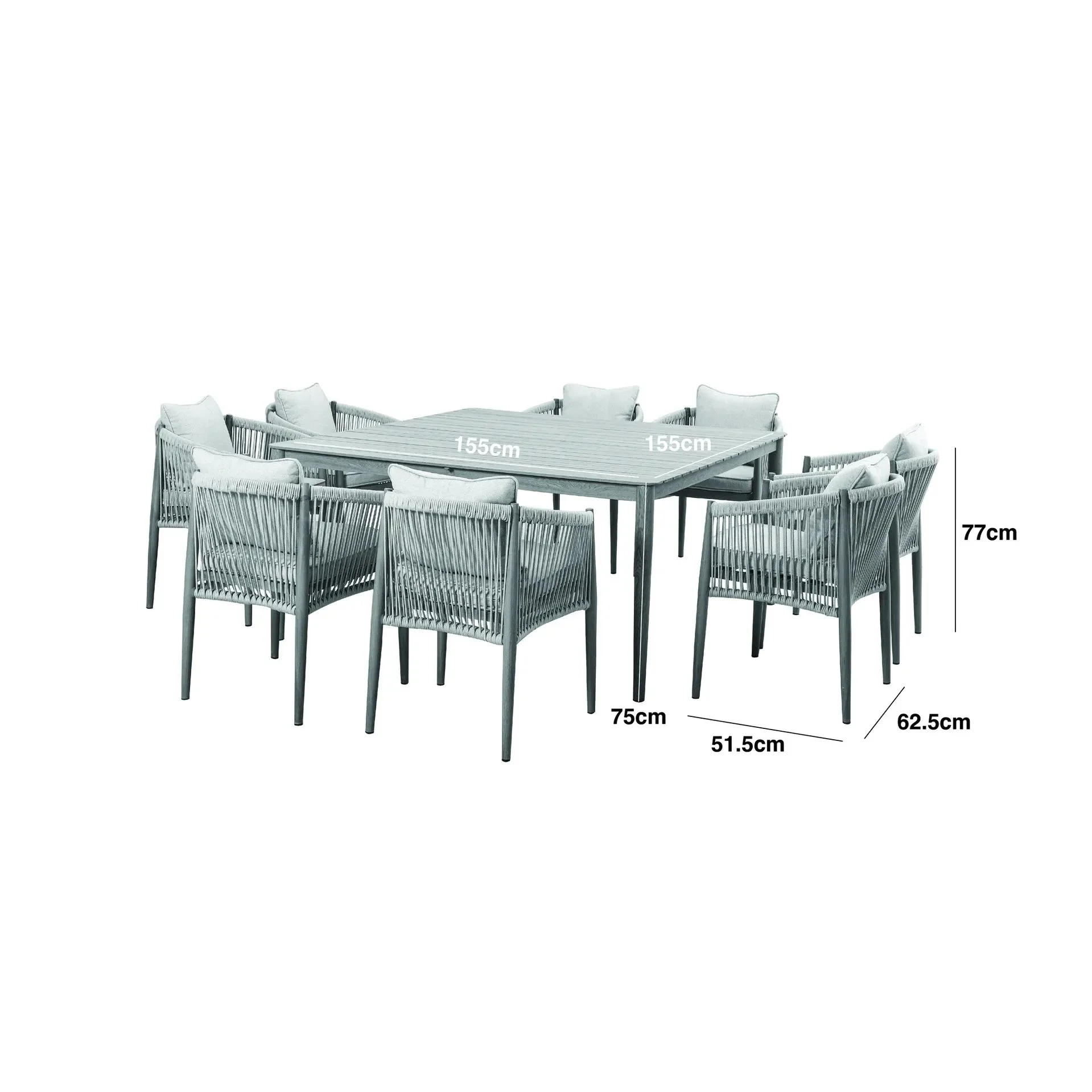 Santorini Outdoor Cream & Taupe Rope Weave 8 Seater Dining Set - Image 7