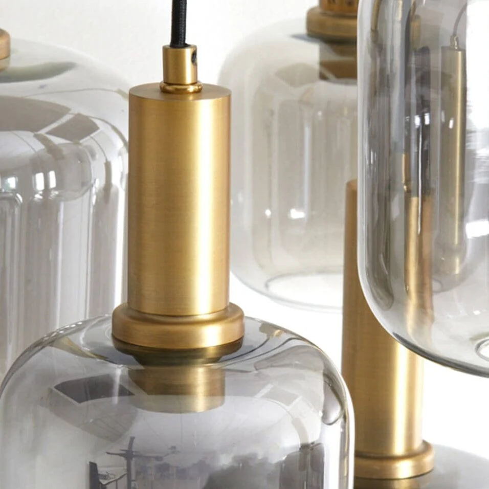 Sarille Antique Gold & Smoked Glass 9 Pendant Ceiling Light - Image 2