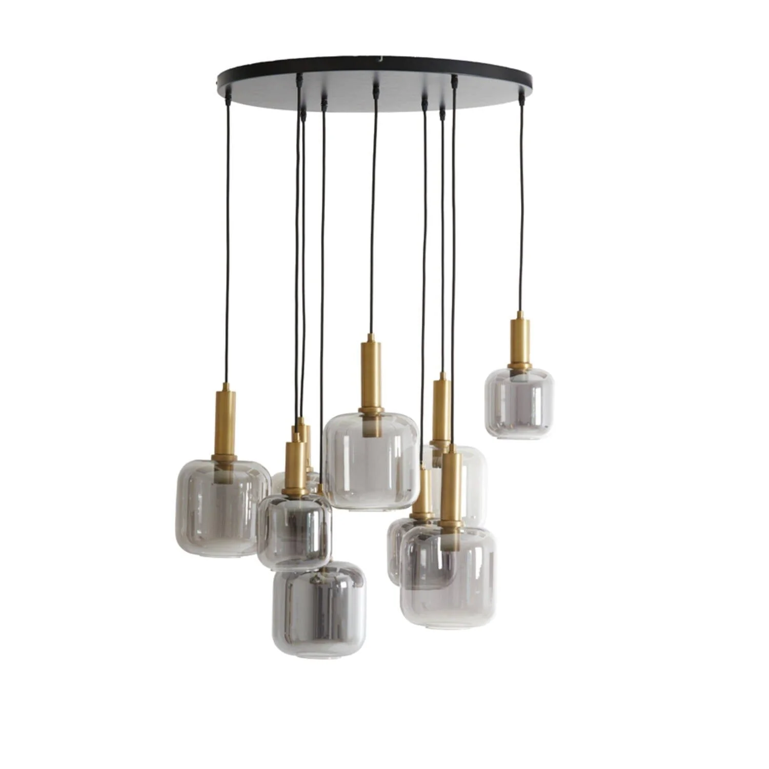 Sarille Antique Gold & Smoked Glass 9 Pendant Ceiling Light - Image 3