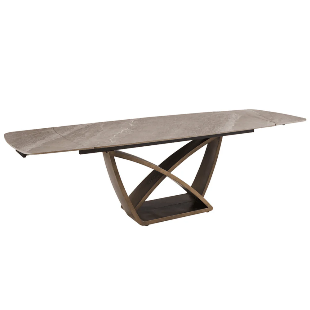 Sarzana Bronze Extending Rectangular Dining Table with Stone Top - Image 2