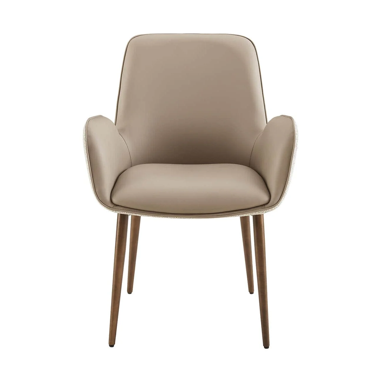 Sarzana Mocha PU Dining Chair with Textured Fabric Back & Bronze Legs - Image 2